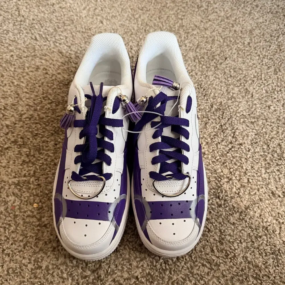 Custom TCU Nike Air Force 1s Lows White Purple Size 8 Womens NEW Rare